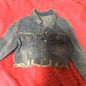 SHEIN Blue Distressed Jean Jacket